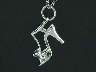Stilleto shoe with CZ Charm in 925 Sterling Silver