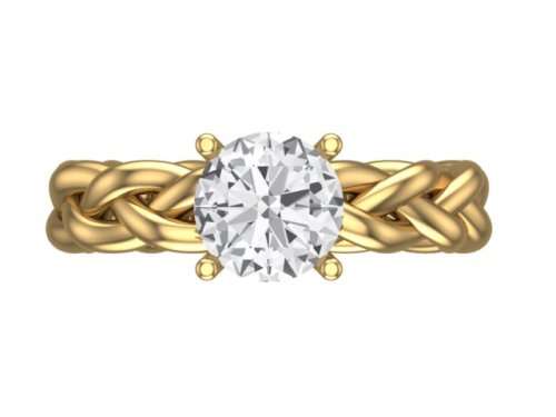 *CD DESIGNER JEWELRY* 1.535 ct Moissanite, Woven Style Ring in 9K Yellow Gold
