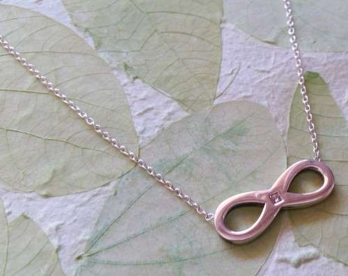 *CD DESIGNER JEWELRY* 0.1ctw Natural Diamond Infinity Pendant with Chain in Silver