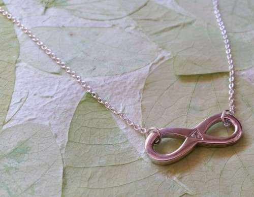 *CD DESIGNER JEWELRY* Natural Diamond Sterling Silver Infinity Pendant with Chain