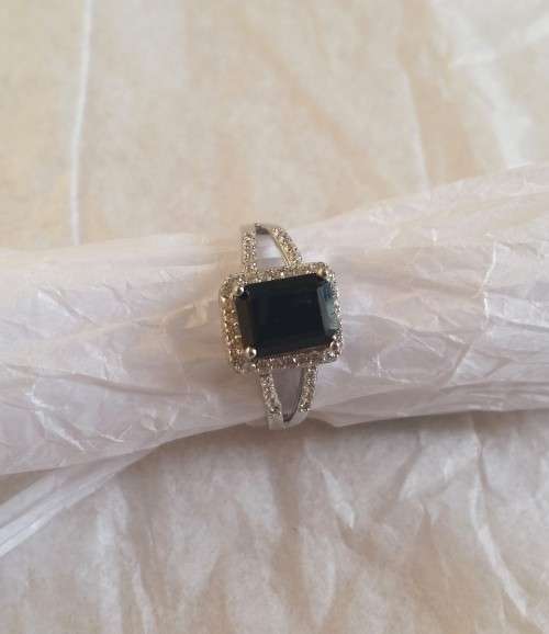 2.16ct Emerald Sapphire 925 Sterling Silver Ring- Size 7
