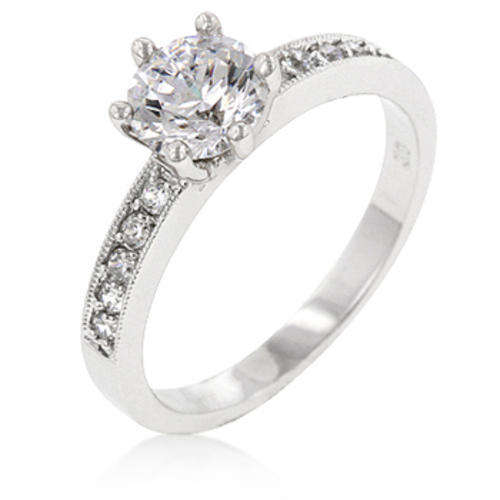 1.00ct(CENT) Cubic Zirconia Engagement Ring in 925 Sterling Silver- Size 7