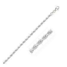 9ct White Gold 45cm Hollow Rope Chain