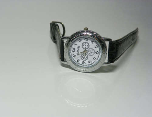 Black Leatherette Strap Analogue Watch
