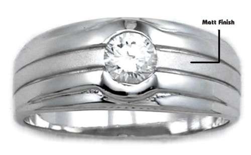 0.50ctw CZ 925 Sterling Silver Wedding Ring with Half Matte/half Shiny Finish - Size 10