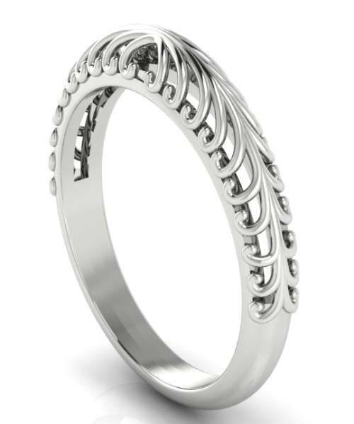 CD DESIGNER JEWELRY*18ct White Gold Victorian Style Wedding Band with Millgrain Detail- Size 6