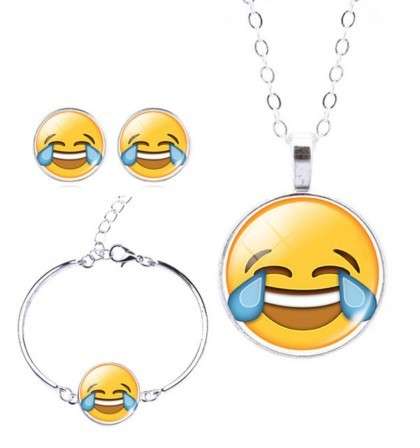 EMOJI Crying with Laughter Emoji Bracelet, Earring and Pendant Set