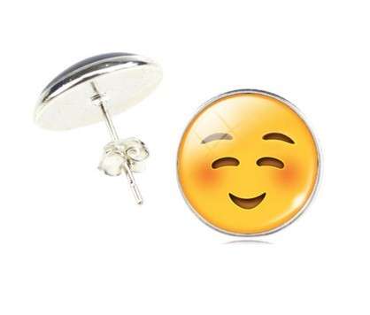 EMOJI Smiling with Eyes Closed Face Emoji Stud Earrings