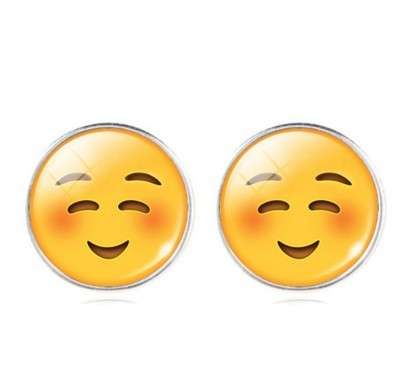 EMOJI Smiling with Eyes Closed Face Emoji Stud Earrings