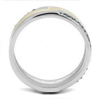 Two Tone Ion Plated Stainless Steel Crystal Band- Size 9-12