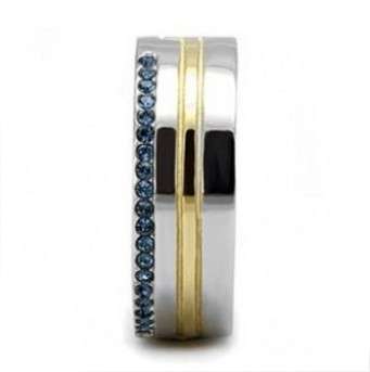 Two Tone Ion Plated Stainless Steel Crystal Band- Size 9-12