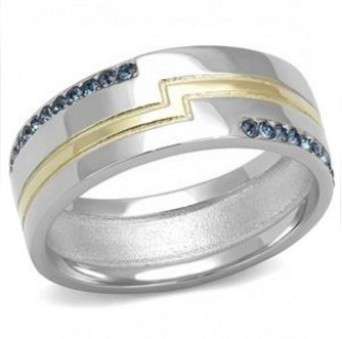 Two Tone Ion Plated Stainless Steel Crystal Band- Size 9-12