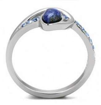 Stainless Steel Snowflake Obsidian and Crystal Ring- Size 9