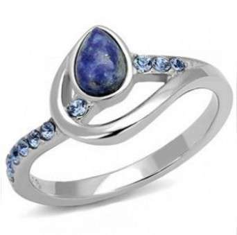 Stainless Steel Snowflake Obsidian and Crystal Ring- Size 9