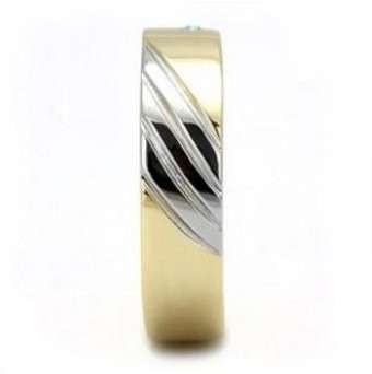 Two Tone Ion Plated Blue Crystal Stainless Steel Band- Size 10-12