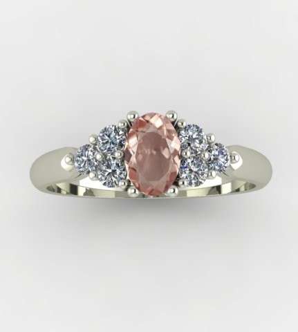 CD DESIGNER JEWELRY* 0.80ctw Morganite and Diamond Ring in Silver- Size 8.5
