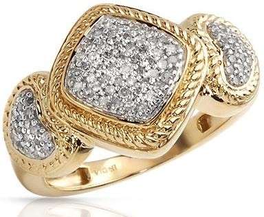 0.25 ctw Natural Diamond Cluster ring in 14k Yellow Gold