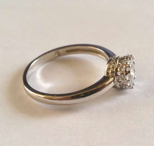 0.75ct CZ Solitaire Crown Set Ring in Silver- Size P