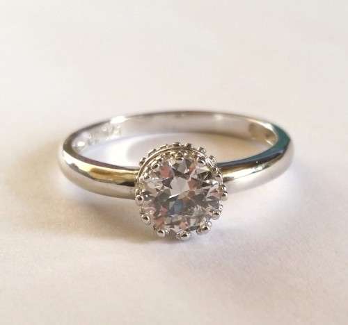 0.75ct CZ Solitaire Crown Set Ring in Silver- Size P