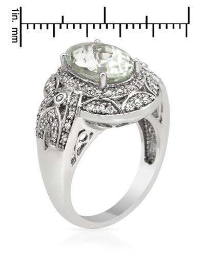 Amethyst / Prasiolite and CZ Antique Ring in Silver- Size 7