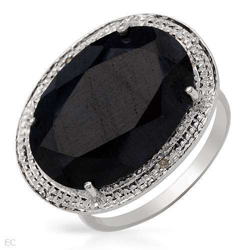 6.20ctw Sapphire and Diamond Ring in Silver- Size 7.5