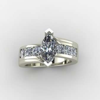 *CD DESIGNER JEWELRY* 3.20ctw Marquise Ring in 925 Sterling Silver- Size 8.5