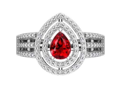 *CD DESIGNER JEWELRY* 1.2ctw Natural Garnet and CZ Ring in Silver- Size 8.5