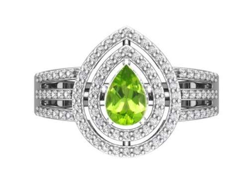 *CD DESIGNER JEWELRY* 1.20ctw Natural Peridot and CZ Ring in Silver- Size 8.25