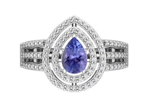 *CD DESIGNER JEWELRY*1.20ct Natural Tanzanite & CZ Ring in 925 Sterling Silver- Size 8.75