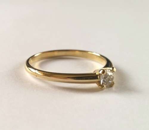 0.24ct Natural Diamond Solitaire Ring in 9K Yellow Gold