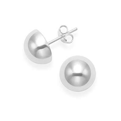 *Genuine 925 Sterling Silver* 10mm Half Dome Stud