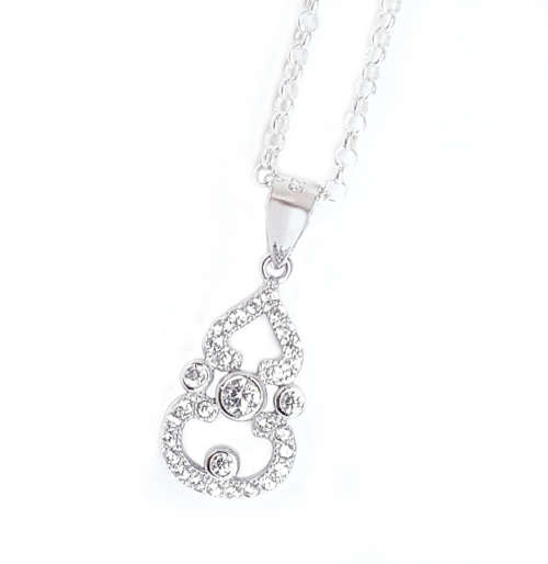 Cubic Zirconia Fancy Pendant in Silver