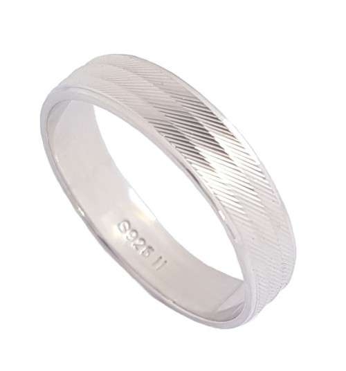 Silver High Shine Pattern Men`s Ring