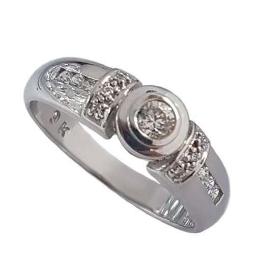 0.28ctw CZ 9ct White Gold Ring- Size Q