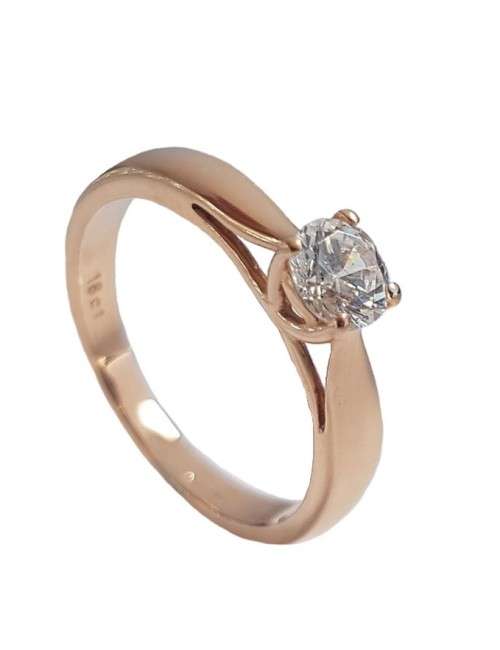 CZ Solitaire Ring in 18ct Rose Gold- Size 6.5