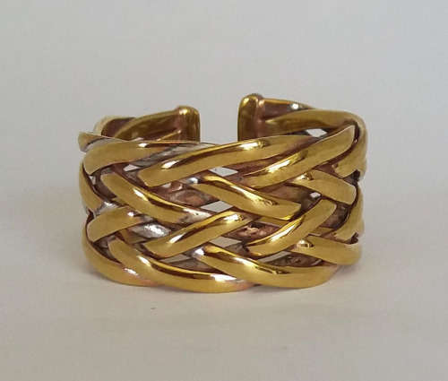 Gold Plated Rustic Entwined Band- Size 8