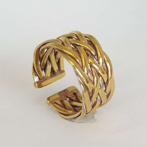 Gold Plated Rustic Entwined Band- Size 8