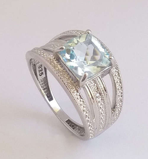 *CD DESIGNER JEWELRY*2.01ctw Natural Topaz and CZ Engagement Ring in 925 Sterling Silver**Size Q*