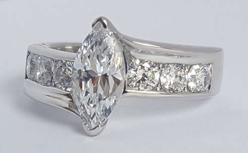 *CD DESIGNER JEWELRY* 3.20ctw Marquise Ring in 925 Sterling Silver- Size 8.5