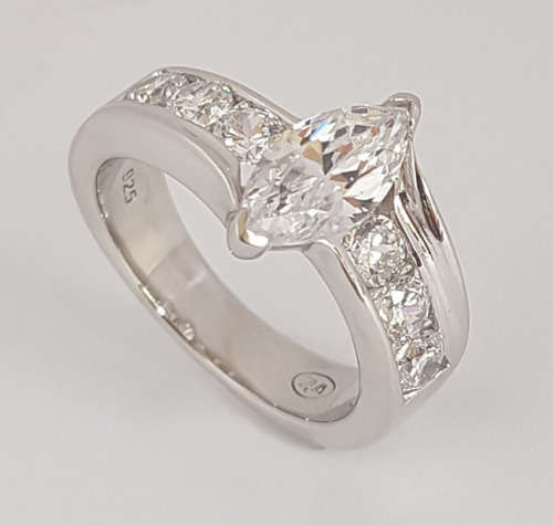*CD DESIGNER JEWELRY* 3.20ctw Marquise Ring in 925 Sterling Silver- Size 8.5