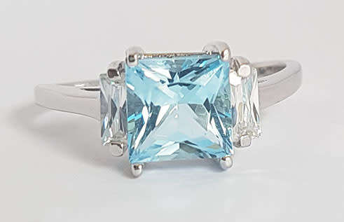 *CD DESIGNER JEWELRY* 1.95ctw Topaz and CZ Ring in Silver- Size 7.25