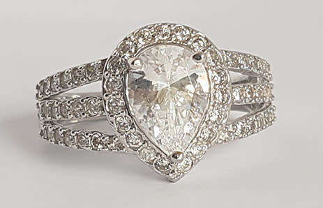 *CD DESIGNER JEWELRY*2.81ctw Simulated Diamond Engagement Ring in 925 Sterling Silver*Size R*