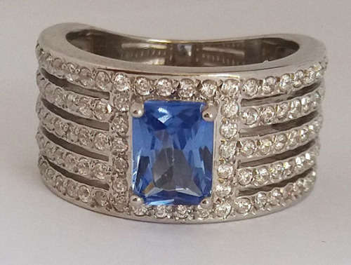 *CD DESIGNER JEWELRY*2.62ctw Tanzanite Cubic Zirconia Dress Ring in 925 Sterling Silver- Size R