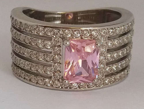 *CD DESIGNER JEWELRY*2.62ctw Pink Cubic Zirconia Dress Ring in 925 Sterling Silver- Size R