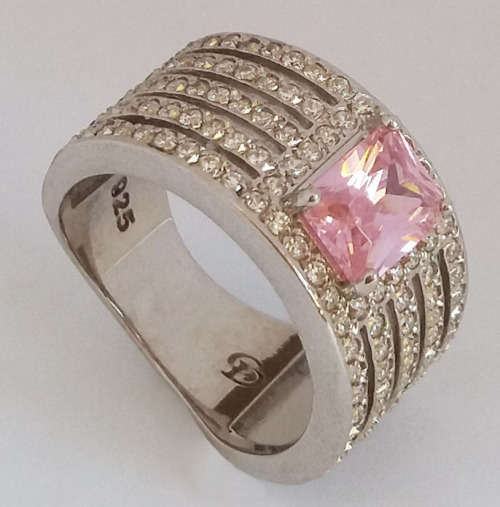 *CD DESIGNER JEWELRY*2.62ctw Pink Cubic Zirconia Dress Ring in 925 Sterling Silver- Size R