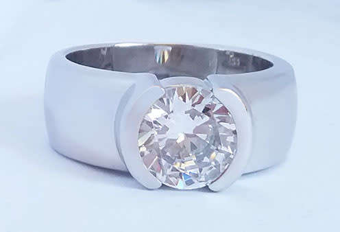 *CD DESIGNER JEWELRY* 2.4ctw CZ Broad Band Ring in Silver- Size P