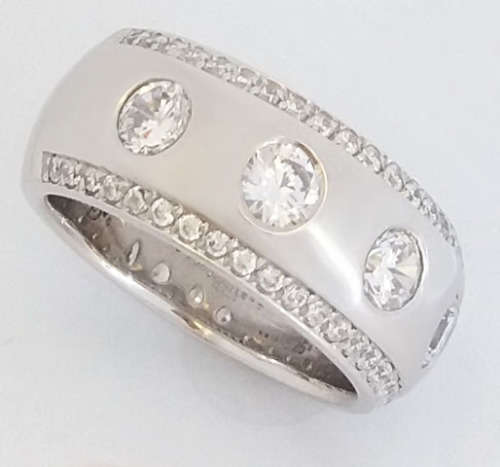 *CD DESIGNER JEWELRY* 1.21ctw CZ 13GRAMS Solid Silver Band