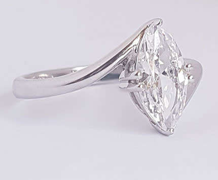 CD DESIGNER JEWELRY* 2ct CZ Marquise Split Band Ring in Silver- Size 8.75
