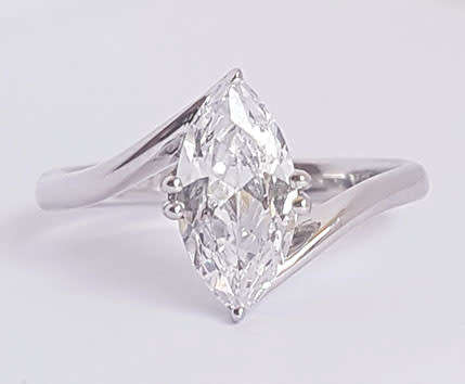 CD DESIGNER JEWELRY* 2ct CZ Marquise Split Band Ring in Silver- Size 8.75