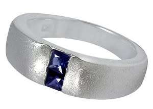 Sapphire Colour CZ Band in Silver- Size 9, 10